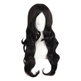 MapofBeauty 28 Inch/ 70 cm Charming Synthetic Fiber Long Wavy Hair Wig Women Party Full Wig (Black)