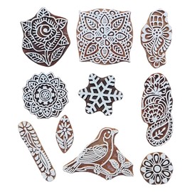 Royal Kraft Assorted Wooden Block Printing Stamps (Set of 10) Bulk01_10A