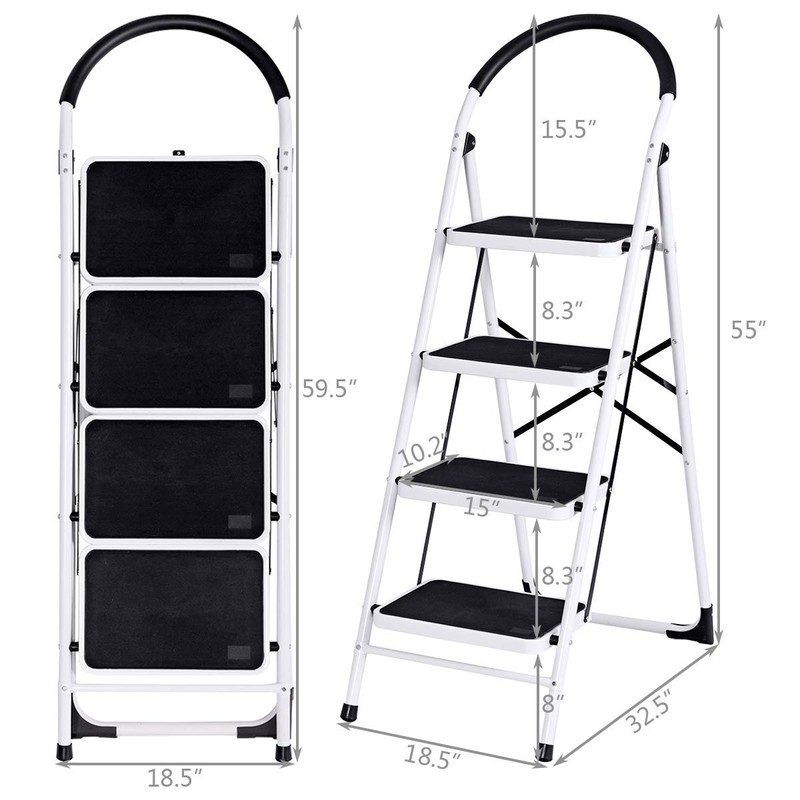 Nightcore 4 Step Ladder Folding Step Stool Platform, Multiuse Stepladder