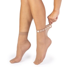 alber's SENSITIVE 20 - Pack da 10 | Calzino Classico Donna Velato 20 DEN, Bordino Comfort per Piedi e Gambe Sensibili | Taglia Unica (36-41), Nature