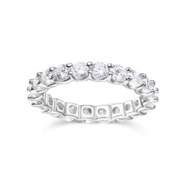 Wedding Band Ring for Women 925 Sterling Silver Stackable Moissanite Diamond Eternity Ring