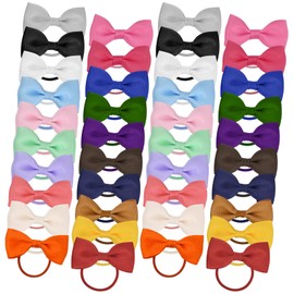 Dokeno Pack of 40 Hair Bows Baby Girls, 20 Colours Hair Bows with Bows, Elastic Headband Bows Hair Band, Hair Band Hair Accessories for Children, Toddlers, Little Girls