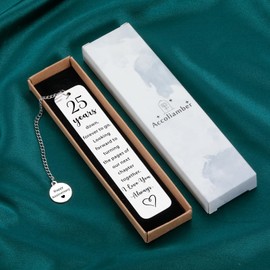 25 Year Anniversary Wedding Gifts for Wife Husband Couples 25th Wedding Anniversary Silver Gifts for Women Men Parents Unique Happy 25th Anniversary 25 Years Down Forever to Go Bookmark