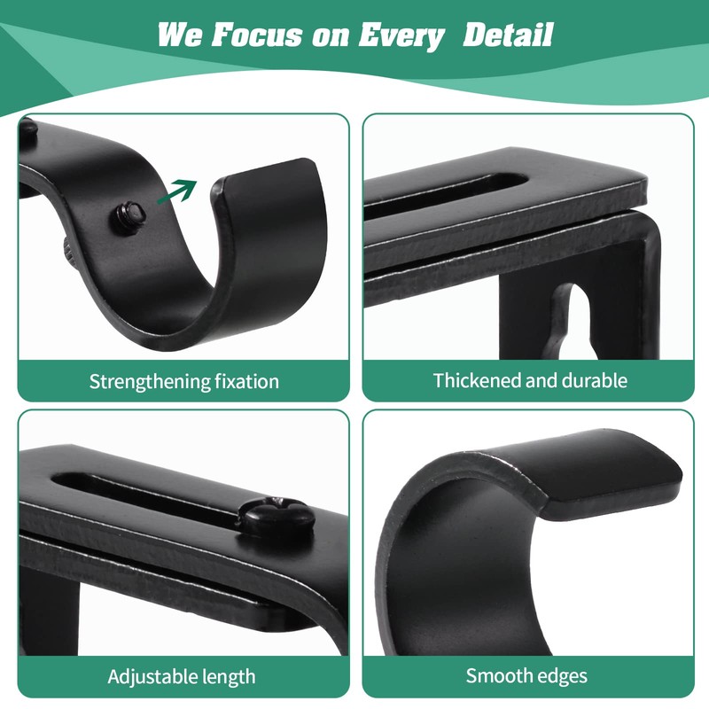 Creatyi Adjustable Curtain Rod Brackets - Heavy Duty 1 Inch