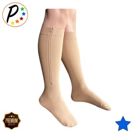 Presadee Closed Toe 30-40 mmHg Extra Firm Zipper Compression Leg Swelling Socks (Nude, 0)