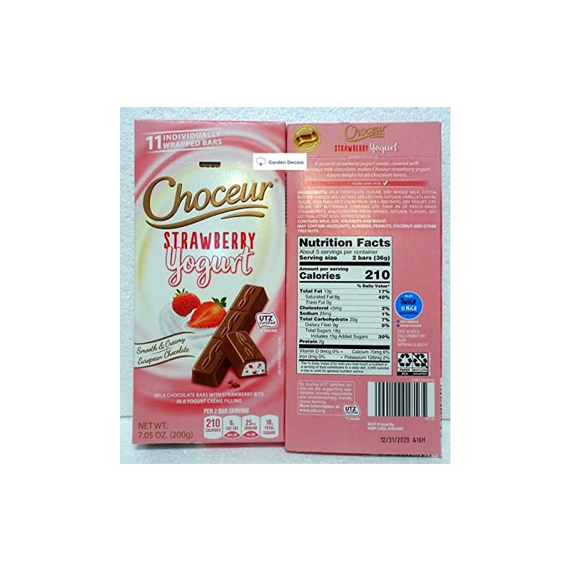 Choceur Strawberry Yogurt Smooth Creamy European Chocolate 7.05oz 200g