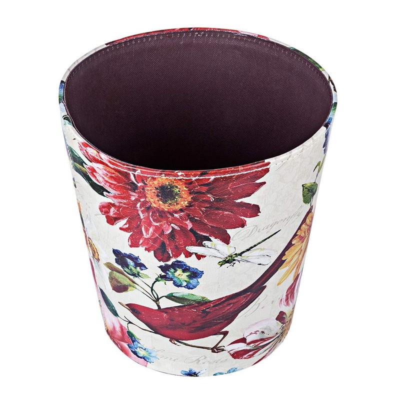 Scakbyer Leather Trash Can, Retro Decorative Waste Basket, 10L Capacity