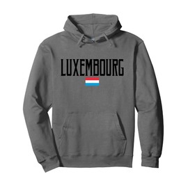Luxembourg Flag and Black Text Pullover Hoodie