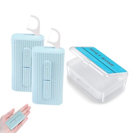 Holy rose Portable Dental Floss Picks Dispenser 2 Box,Travel Floss Case with Adult Floss Sticks 80Count,Portable Flosser Toothpick Perfect for Home,Travel Cleaning Teeth,Tool for Oral Care(Blue