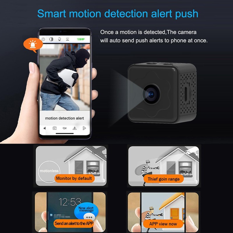 Cordless Wi Fi Small Camera, Indoor Security Camera with Phone