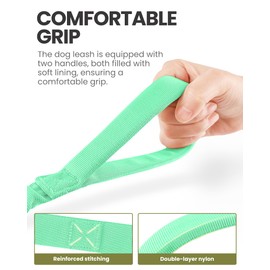 OutdoorMaster Bungee Dog Leash, Heavy Duty Dog Leash with Shock Absorption, 2 Padded Handles Training Leash, Improved Dog Safety and Comfort (Green, 4 FT)