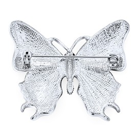 Large Statement Aqua/Red Crystal Accent Two-Tone Black/Blue Turquoise Or Yellow/Orange Golden Garden Winged Butterfly Brooch Scarf Pin Set For Women & Teens Enamel Gold Plated