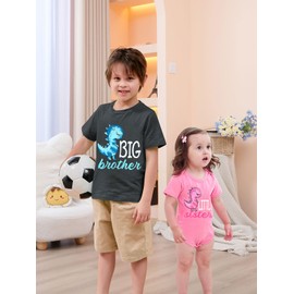 Funnycokid Big Brother Little Sister Matching Outfit Toddler Shirt Newborn Announcement Baby Girl Romper Dinosaur 3T 0-3 Month