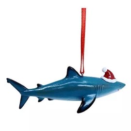 THE JOY TREE Shark with Santa Hat Christmas Tree Ornament Holiday Ocean Sea