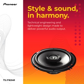 Pioneer Pioneer TS-F1634R 2-Way Coaxial Car Audio Speakers Full Range 6.5" Round Speakers 200W Max Enhanced Bass Response Easy Installation Black Car Speakers