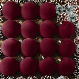 15 Bolas de Navidad de Terciopelo Adornos de Bolas de Árbol de Navidad Flocadas Bola Navideña 8cm Plástica Decoración Colgante de Árbol de Navidads (B