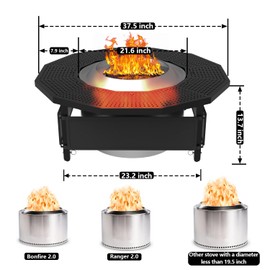 Hupsjer Fire Pit Surround Tabletop for Solo Stove Bonfire Ranger 2.0, with Coated Steel and UV-Resistant Outdoor Fabric, Adjustable Tabletop for Solo Stove Bonfire Accessories, Thick Metal