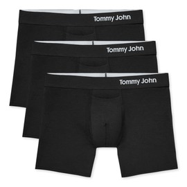 Tommy John Men’s Trunk 4" Underwear, Supima Cool Cotton Boxer Briefs with Supportive Contour Pouch, Dry Pima Cotton Blend, Soft Breathable Waistband, Mesh Quick Dry, Black, Large, 3 Pack