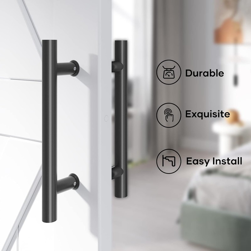 EaseLife 12" Push Pull Door Handle,Double Sided H Shape Sliding