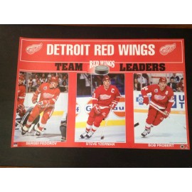 Starline 1993 Detroit Red Wings Team Leaders Yzerman Fedorov Probert Starline Poster OOP