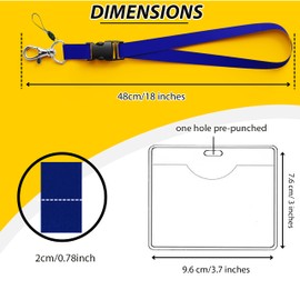 OFFIZ 2-Pack Blue ID Lanyards with Rigid Card Holders – Breakaway Safety Neck Straps – Badge Holder Set for Work, Events, Schools