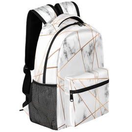Backpacks Boys Girls, Abstract Marble Stone Geometric Lightweight School Backpack Laptop College Bookbag, Travel Casual Daypack, Hiking Camping Computer Rucksack