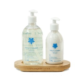 Provence Sante Liquid Soap & Lotion Bamboo Tray Gift Set - Moisturizing Hand Soap & Anti Aging Body Lotion Hydrating Fragrance Restore Dry Skin for Kitchen & Bathroom Made in France (Wild Rose)