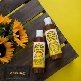 Tan Accelerator For Sun Bundle with Maui Babe Browning Lotion, 2 x 236 ml, all Natural Fast Dark Tan Lotion and Wishesla Cosmetic Black Mesh Bag