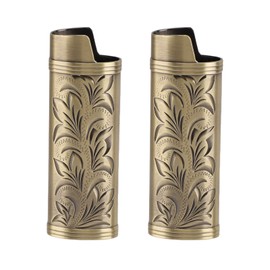 2PCS Torch Lighter Case Vintage Zinc Alloy Eye Catching Long Lifespan Portable Lighter Case Holder Bronze