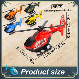 ZORVEXLYNX 8 PCS Helicopter Toy, Pull Back Mini Helicopter, Durable Design for Indoor and Outdoor Play, Imaginative Role-Playing Toys for Kids, Fun Gift Idea