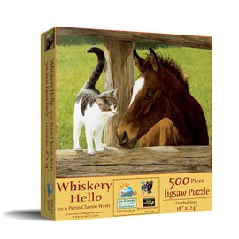 SUNSOUT INC - A Whiskery Hello - 500 pc Jigsaw Puzzle by Artist: Persis Clayton Weirs - Finished Size 18" x 24" - MPN# 51528