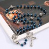 Nazareth Store 8mm Deep Blue Crystal Beads Rosary Necklace with