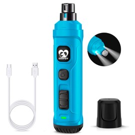 Casfuy Dog Nail Grinder with 2 LED Light - New Version 2-Speed Powerful Electric Pet Nail Trimmer Professional Quiet Painless Paws Grooming & Smoothing for Small Medium Large Dogs(Bright Blue)