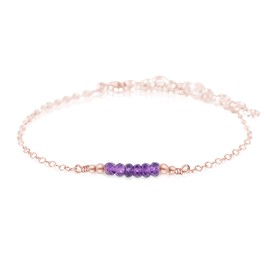 Tiny Sparkling Amethyst Faceted Bead Bar Bracelet in 14k Rose Gold Fill