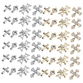 WOONEKY Nail Cross Charms for Western Nail Art Metal Nails Decorations 80pcs Set