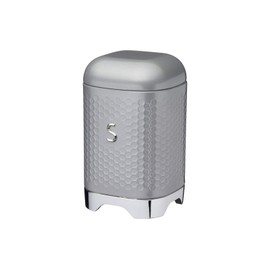 KitchenCraft Lovello Textured Sugar Canister with Geometric Hexagon Pattern, 11 x 11 x 19 cm (4.5" x 4.5" x 7.5") - Shadow Grey