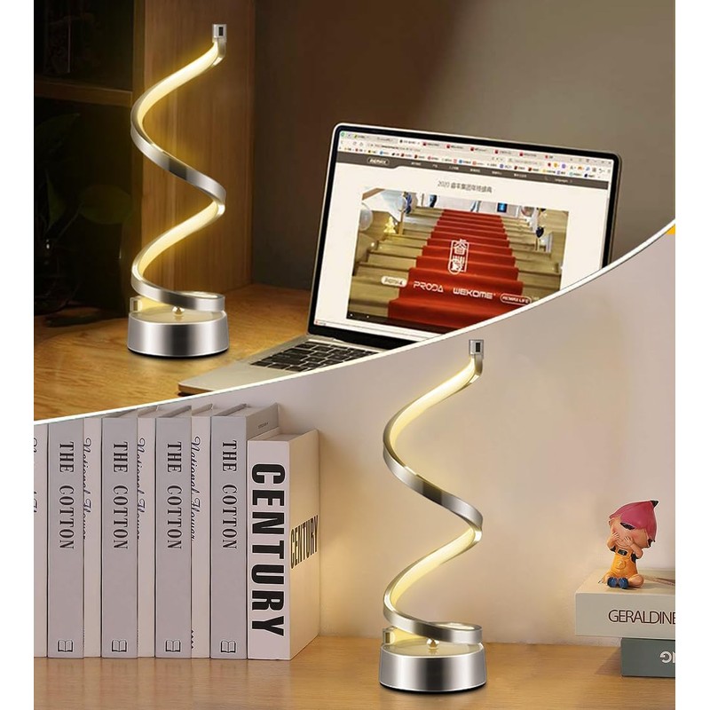ELINKUME Spiral LED Table Lamp with Remote Control, Three Color