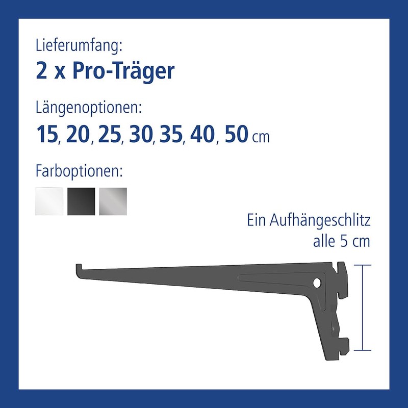 Element System 18133-00007 PRO-Träger Shelf Brackets 1 Row / Pack