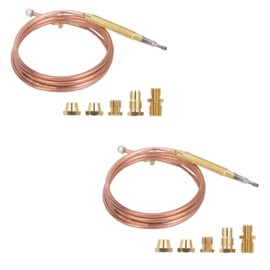 2PCS Gas Thermocouple Kit M6x0.75, Gas Stove Universal Thermocouple Fireplace Replacement Kit with 5 Adaptors for Induction Cooker, Gas Stove, Fireplace, Water Heater Etc Heating Device (90CM Long)