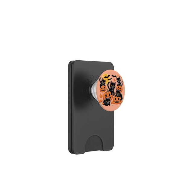 Lustiges Halloween Schwarze Katzen Kürbis Herbst PopSockets PopWallet für MagSafe