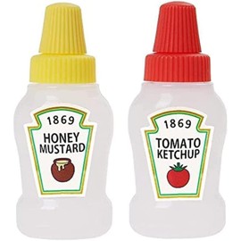 Gammaeon Mini Ketchup Bottles Set, 25 ml, 4 Pieces, Portable Sauce Container for Bento Box, Salad Dressing and Spices