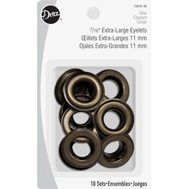 Dritz 7/16" Extra-Large, 10 Sets, Eyelets, Antique Brass Count