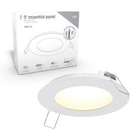 DALS 5 Inch Round Recessed Panel Light with Junction Box/Driver | CCT Color Selectable 2700K, 3000K, 3500K, 4000K, 5000K | 12W, 800 Lumens | Dimmable Pot Light | Wet Rated | ETL Certified | White