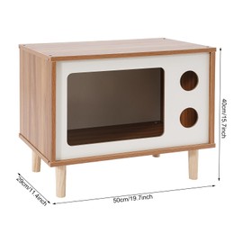 Cat House Wooden TV Shaped Cat Cave with 4 Solid Wood Legs - Cat Beds for Indoor Cats and Small Dogs, Used as Bedside Tables, Coffee Tables, Footstools and Home Decorations (Walnut)