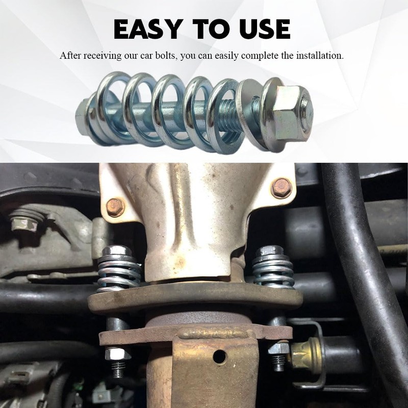Lyxheth 2PCS Exhaust Bolt and Spring, Exhaust Manifold Bolts, Automotive