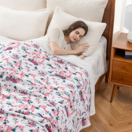 Berkshire Blanket Peanuts® Sherpa Blanket, 480gsm Warm Reversible Heavy Thick Blanket for Couch, Bed & Travel (Springtime Flower Fields Tiedye Pink, King Size 90" x 108")