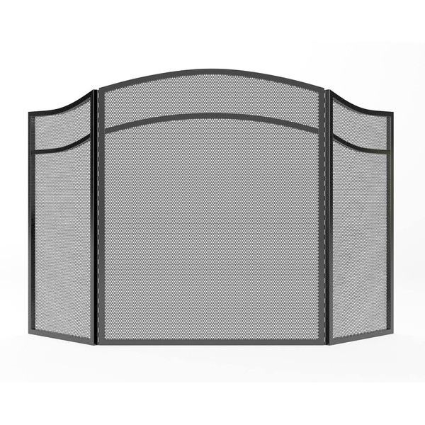 Lizh Metalwork 3 Panels Fireplace Screen with Arch Frame Simple