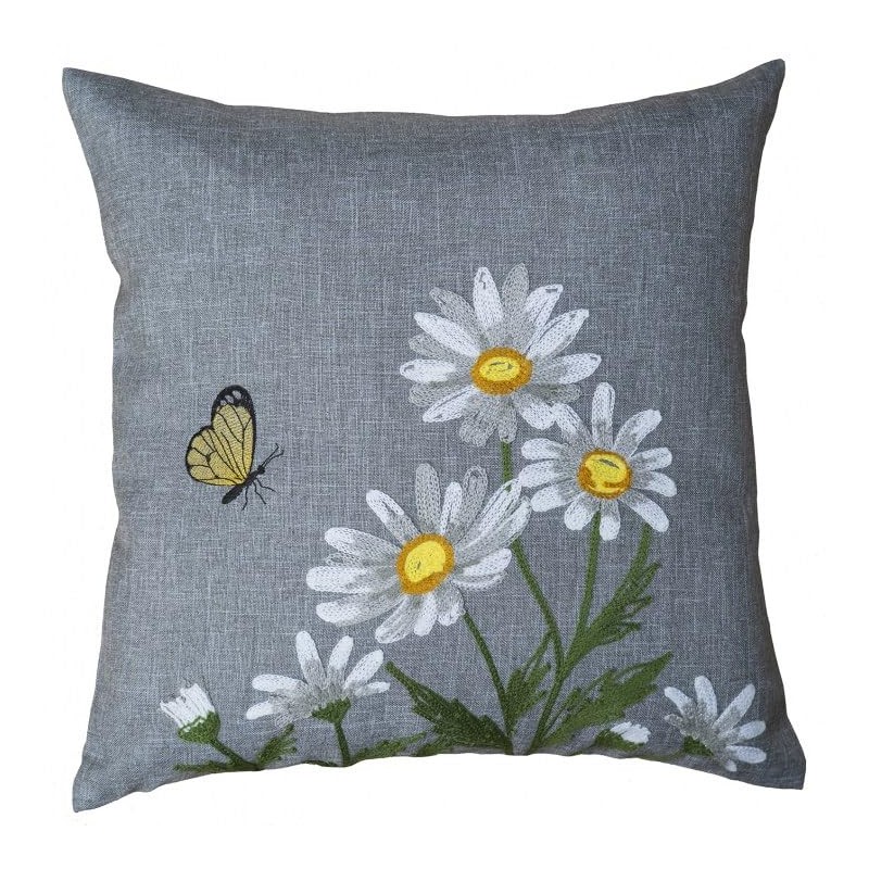 Tablecloth Table Runner Cushion Cover Grey Floral Crank Embroidery with