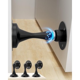 Door Stoppers Magnetic Doors Stop, Door Catch 3 Pack Stainless Steel Magnet Door Stopper for Wall Bottom of Door Holder Open, No Drill Stronger Double Sided Tape Adhesive & Screws Apartment Essentials
