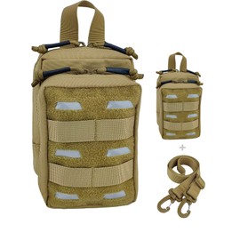 Fyelo Tactical Pouch Water-Resistant Molle Multi Functional EDC Tool Compact Bag with Strap Black/Brown/Green MOLLE Pouches (Brown)